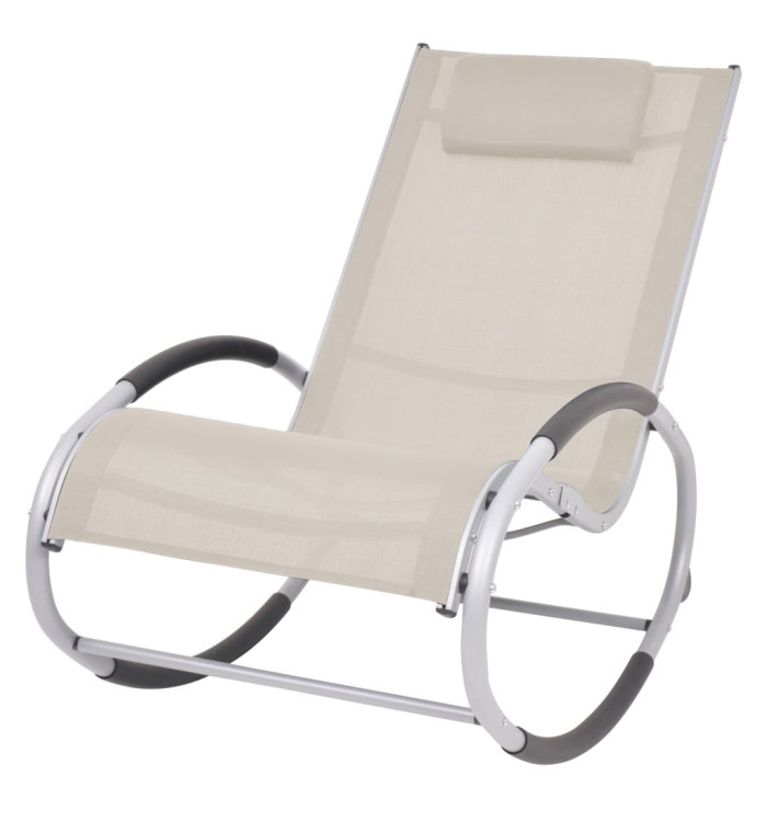 Chaise à bascule d'extérieur Crème Textilène | Mobilier & Déco