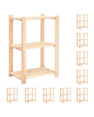 Étagères de rangement à 3 niveaux 10 pcs 60x38x90 cm Pin 150 kg | Mobilier & Déco