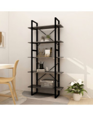Bibliothèque à 5 niveaux Gris 80x30x175 cm Bois de pin | Mobilier & Déco
