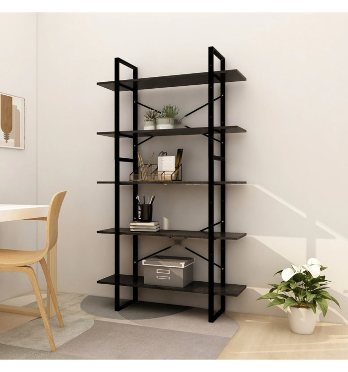 Bibliothèque à 5 niveaux Noir 100x30x175 cm Bois de pin | Mobilier & Déco