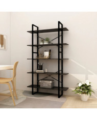 Bibliothèque à 5 niveaux Noir 100x30x175 cm Bois de pin | Mobilier & Déco