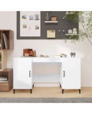 Bureau Blanc brillant 140x50x75 cm Bois d'ingénierie | Mobilier & Déco