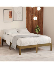 Cadre de lit sans matelas marron miel bois massif 120x200 cm | Mobilier & Déco