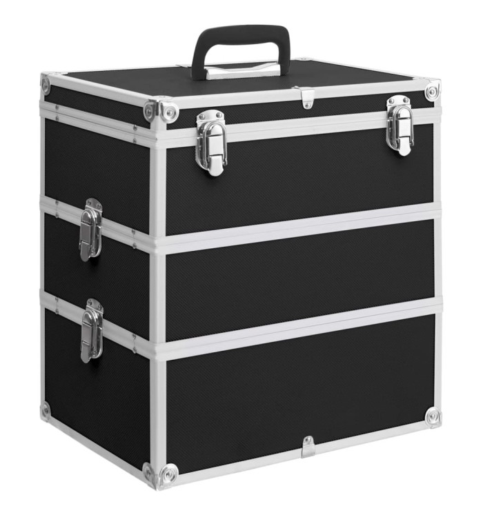 Mallette à maquillage 37x24x40 cm Noir Aluminium | Mobilier & Déco