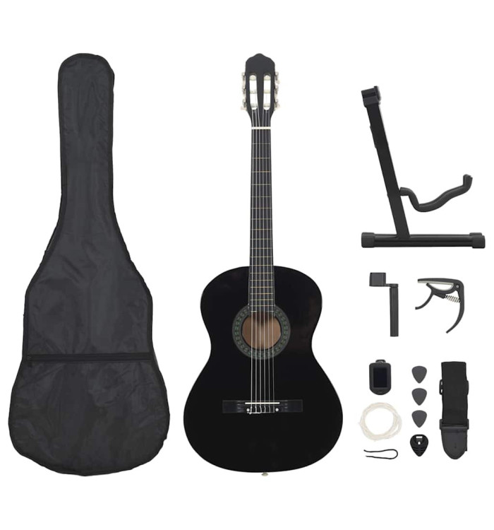 Jeu de guitare classique de débutant 12 pcs Noir 4/4 39" | Mobilier & Déco