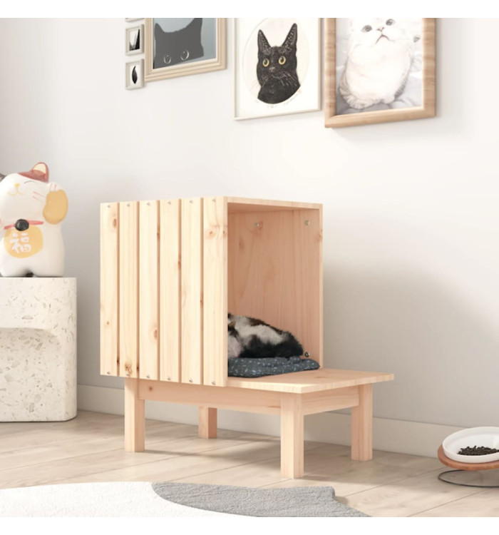 Maison pour chat 60x36x60 cm Bois de pin massif | Mobilier & Déco
