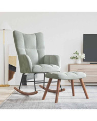 Chaise à bascule avec repose-pied Gris clair Velours | Mobilier & Déco