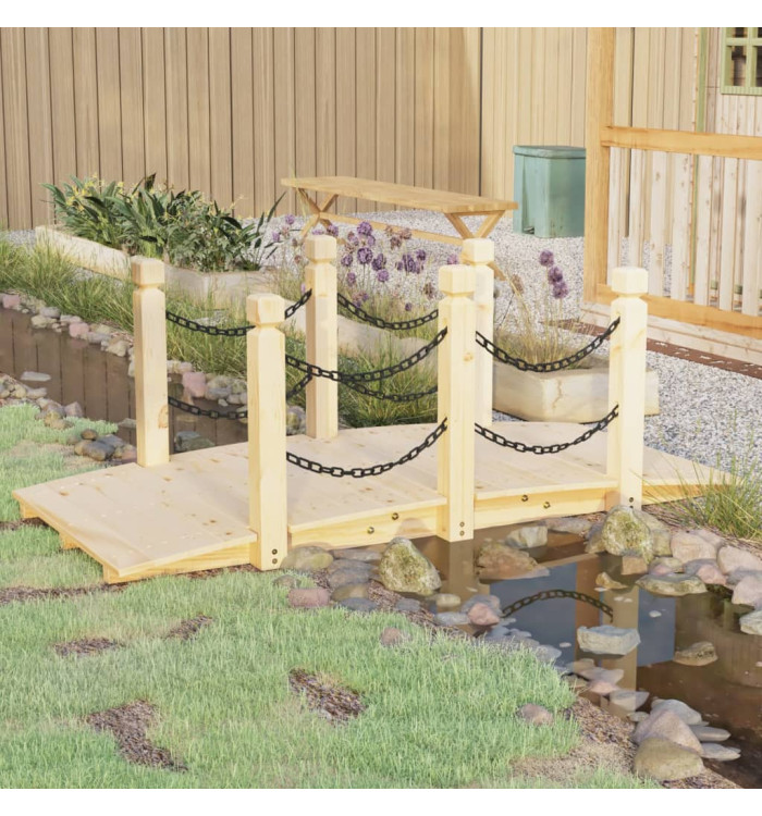 Pont de jardin avec garde-corps en chaîne bois massif épicéa | Mobilier & Déco