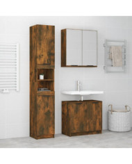 Ensemble d'armoires de salle de bain 3 pcs chêne fumé | Mobilier & Déco