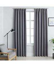 Rideaux occultants avec crochets 2 pcs Gris 140x225 cm | Mobilier & Déco