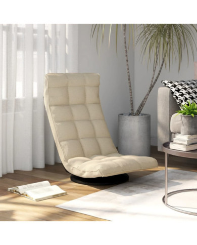 Chaise pivotante de sol Crème Tissu | Mobilier & Déco