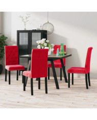 Chaises à manger lot de 4 rouge bordeaux velours | Mobilier & Déco