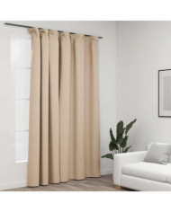 Rideau occultant d'aspect de lin avec crochets beige 290x245 cm | Mobilier & Déco