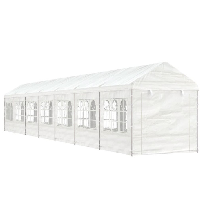 Belvédère avec toit blanc 15,61x2,28x2,69 m polyéthylène | Mobilier & Déco