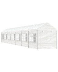 Belvédère avec toit blanc 15,61x2,28x2,69 m polyéthylène | Mobilier & Déco