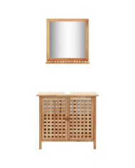 Armoire pour lavabo avec miroir Bois de noyer massif | Mobilier & Déco