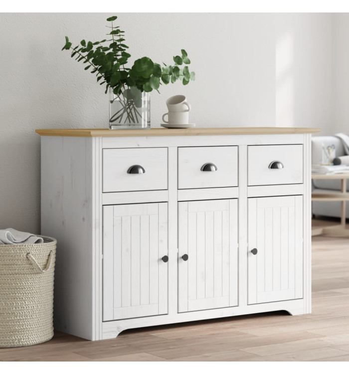 Buffet BODO blanc et marron 115,5x44x80 cm bois massif de pin | Mobilier & Déco