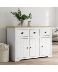 Buffet BODO blanc et marron 115,5x44x80 cm bois massif de pin | Mobilier & Déco