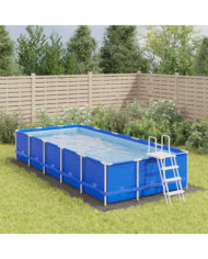 Bâche de piscine gris clair 640x321 cm géotextile polyester | Mobilier & Déco
