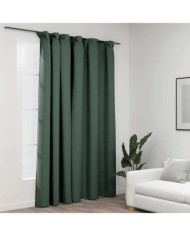 Rideau occultant d'aspect de lin avec crochets Vert 290x245 cm | Mobilier & Déco