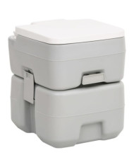 Toilette de camping portable gris et blanc 20+10 L PEHD | Mobilier & Déco