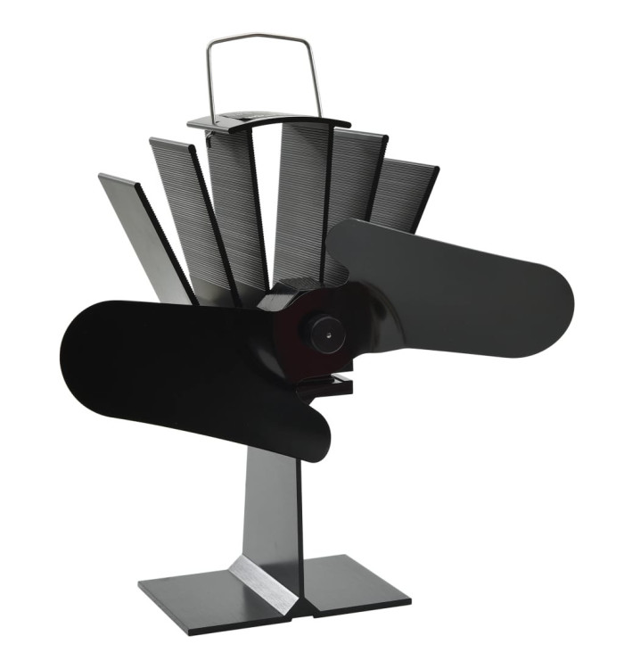 Ventilateur de poêle alimenté par chaleur 2 pales Noir | Mobilier & Déco
