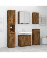 Meubles de salle de bain 5 pcs Chêne fumé Bois d'ingénierie | Mobilier & Déco