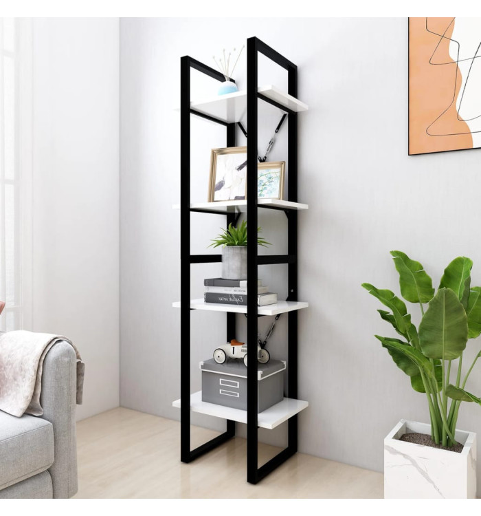 Bibliothèque à 4 niveaux blanc 40x30x140 cm bois d'ingénierie | Mobilier & Déco