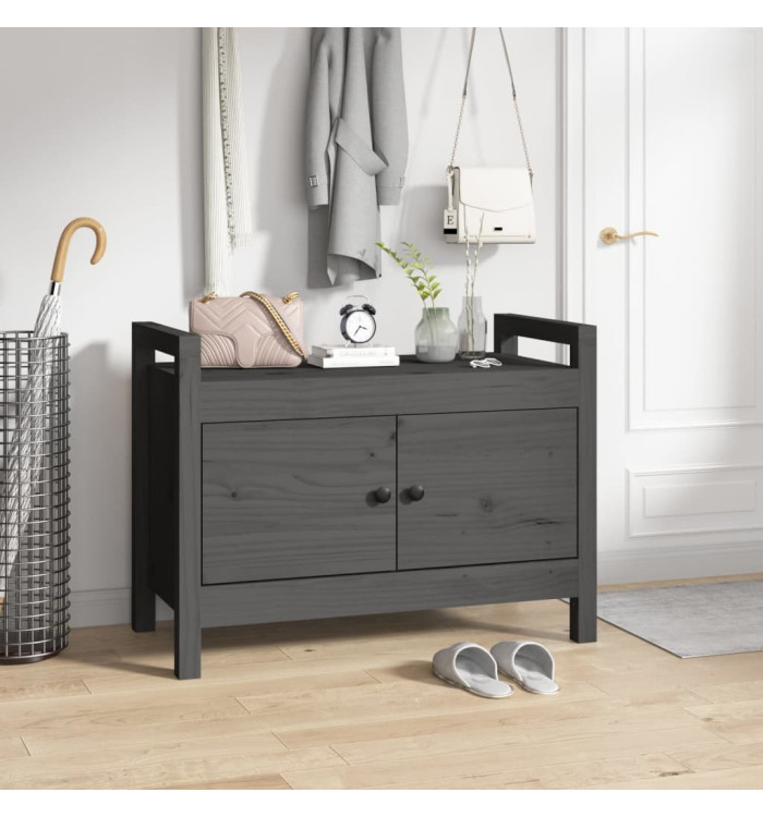 Banc d'entrée Gris 80x40x60 cm Bois de pin massif | Mobilier & Déco