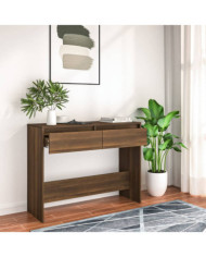 Table console chêne marron 100x35x76,5 cm bois d'ingénierie | Mobilier & Déco