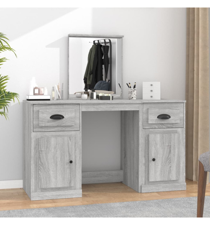 Coiffeuse avec miroir sonoma gris 130x50x132,5 cm | Mobilier & Déco