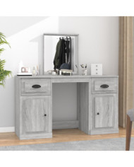 Coiffeuse avec miroir sonoma gris 130x50x132,5 cm | Mobilier & Déco