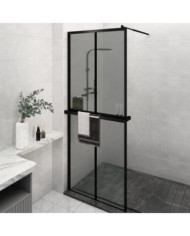 Paroi de douche avec étagère Noir 80x195 cm Verre ESGetAluminium | Mobilier & Déco