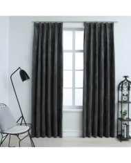 Rideaux occultants et crochet 2pcs Velours Anthracite 140x225cm | Mobilier & Déco