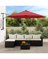 Parasol mural avec LED rouge vif 290 cm | Mobilier & Déco