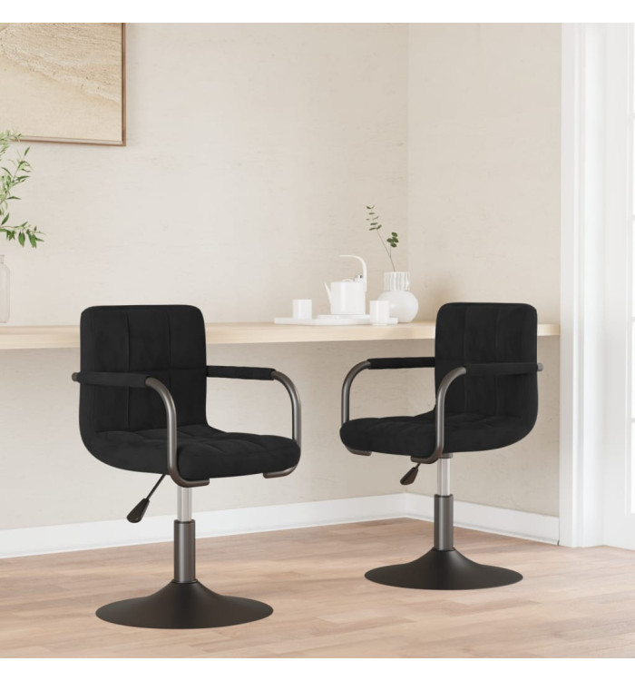 Chaises pivotantes à manger lot de 2 noir velours | Mobilier & Déco
