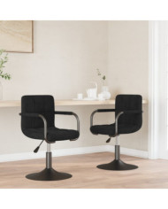Chaises pivotantes à manger lot de 2 noir velours | Mobilier & Déco