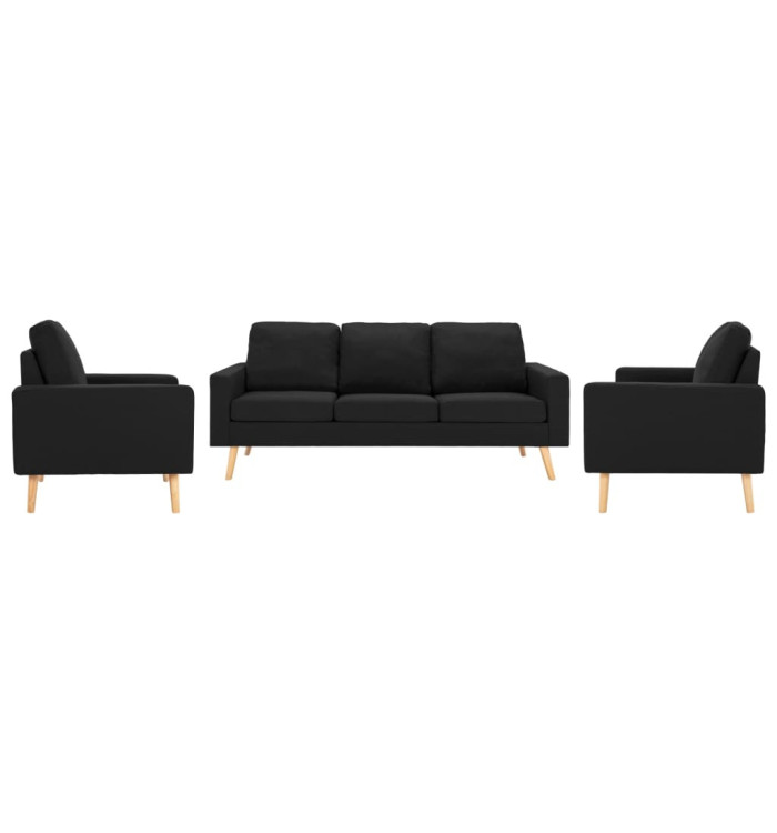 Ensemble de canapés 3 pcs Tissu Noir | Mobilier & Déco