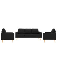Ensemble de canapés 3 pcs Tissu Noir | Mobilier & Déco