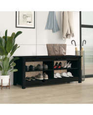 Banc à chaussures Noir 110x38x45,5 cm Bois de pin massif | Mobilier & Déco