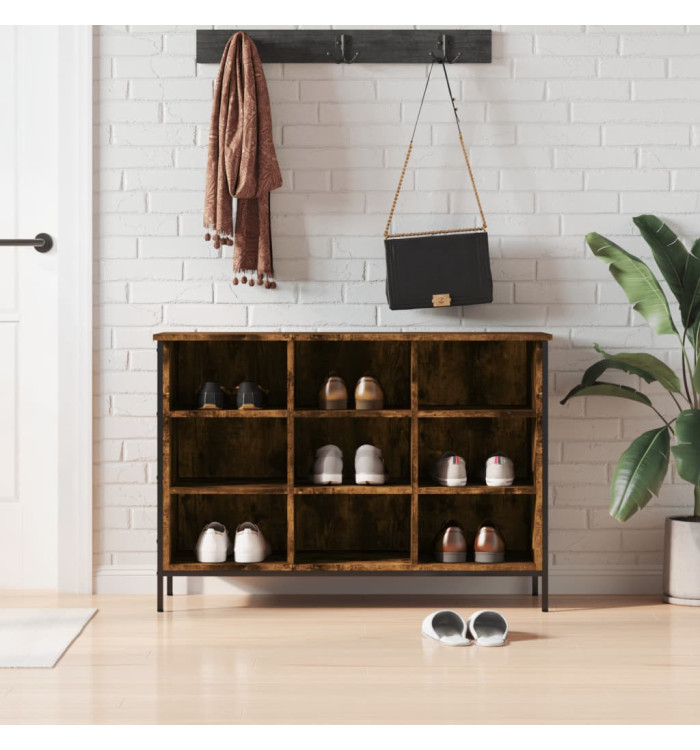 Armoire à chaussures chêne fumé 100x35x70 cm bois d'ingénierie | Mobilier & Déco