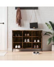 Armoire à chaussures chêne fumé 100x35x70 cm bois d'ingénierie | Mobilier & Déco