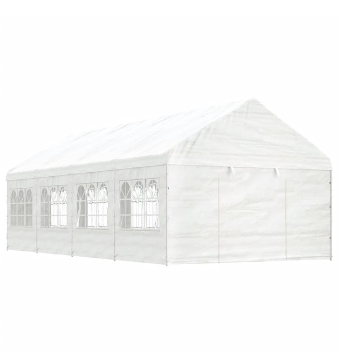 Belvédère avec toit blanc 8,92x4,08x3,22 m polyéthylène | Mobilier & Déco