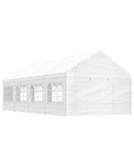 Belvédère avec toit blanc 8,92x4,08x3,22 m polyéthylène | Mobilier & Déco