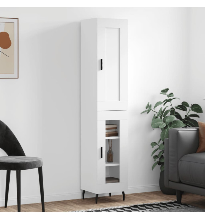 Buffet haut Blanc 34,5x34x180 cm Bois d'ingénierie | Mobilier & Déco