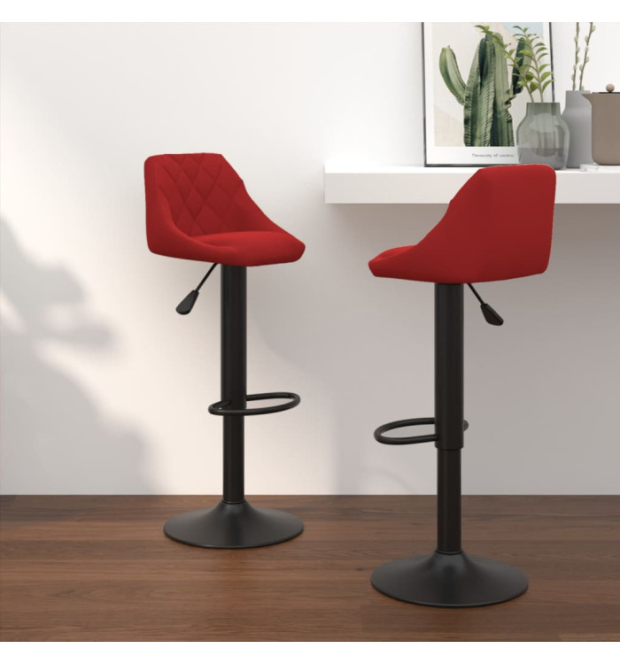 Tabourets de bar lot de 2 rouge bordeaux velours | Mobilier & Déco