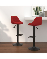 Tabourets de bar lot de 2 rouge bordeaux velours | Mobilier & Déco