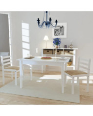 Chaises à manger lot de 2 blanc hévéa solide et velours | Mobilier & Déco