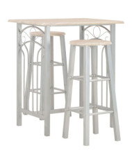 Ensemble de bar 3 pcs Bois et acier | Mobilier & Déco