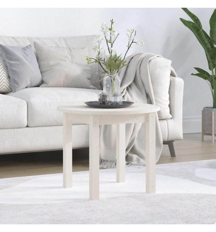 Table basse Blanc Ø 55x45 cm Bois massif de pin | Mobilier & Déco